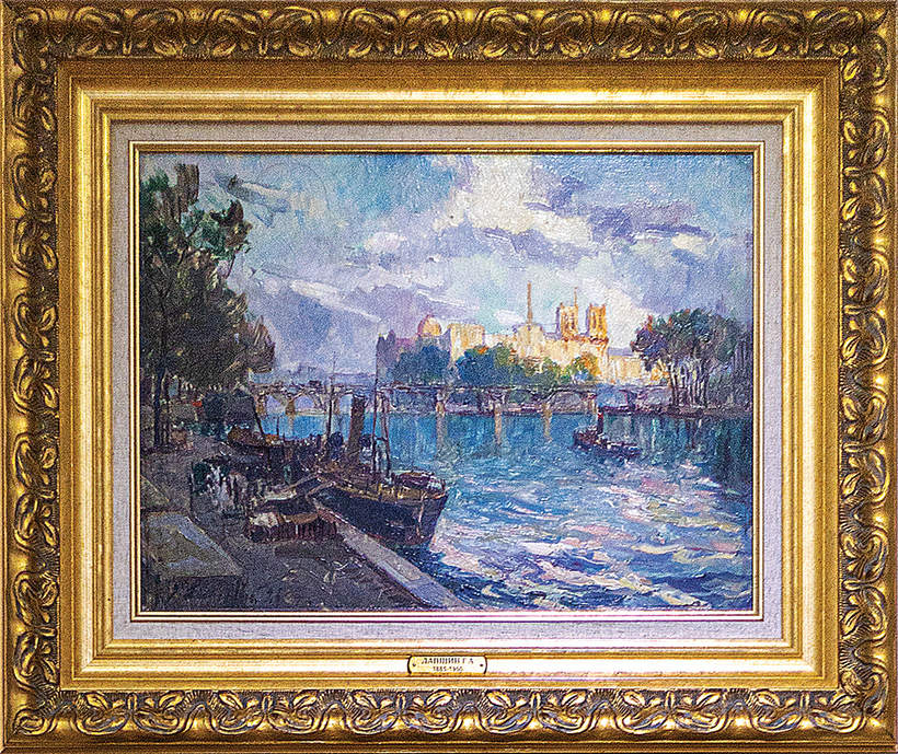«Вид на остров Святого Людовика с Сены», 1926 г. Дерево, масло, 31 х 41. Частное собрание С.И. Скорика