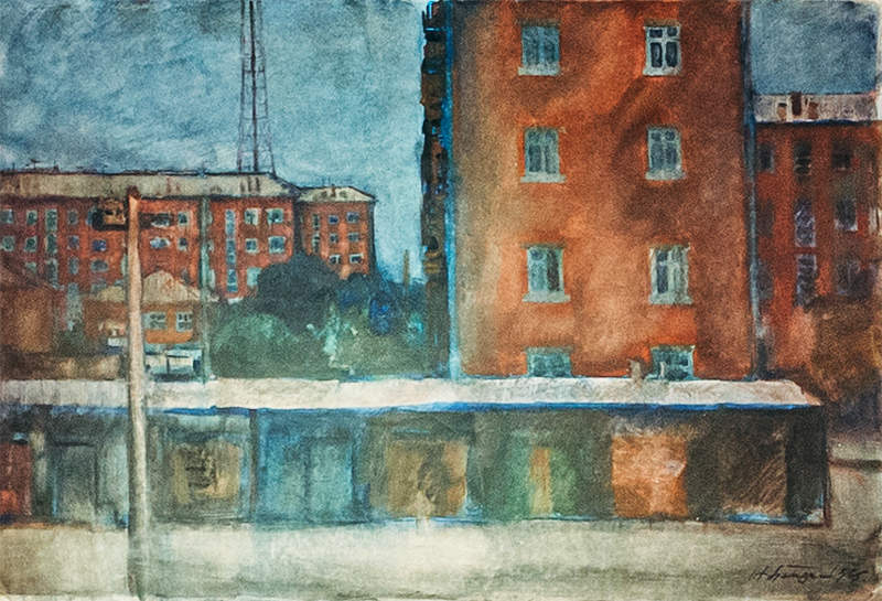 В Кировском районе, серия «Новосибирск», 44х64.5 см., акварель. 1965.