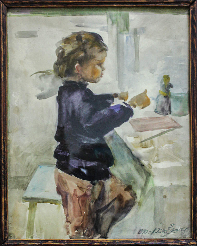 Хлебников Анатолий, «Портрет дочери». Акварель, бумага. 35х46 см. 1989 г.