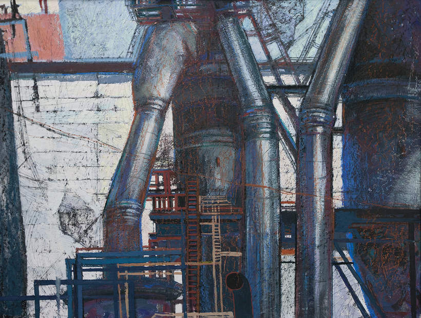 «ТЭЦ 2» картон, смешанная техника, 70х85, 2021 год